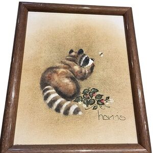 Peggy Harris Raccoon Painting Signed Original 1987